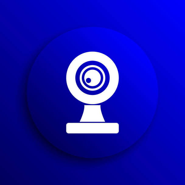 Icono de cámara web. Botón de Internet sobre fondo azul
 - Foto, Imagen