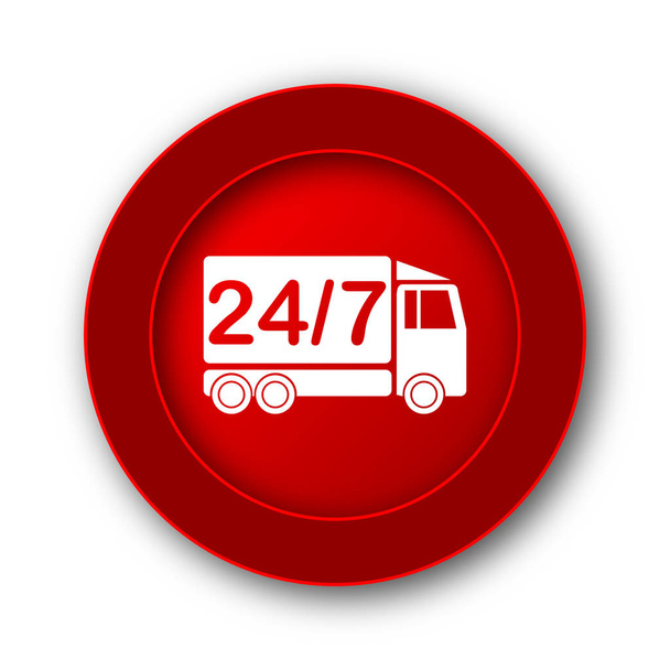 24 7 szállítás teherautó ikonra. Internet gomb fehér háttér. - Fotó, kép