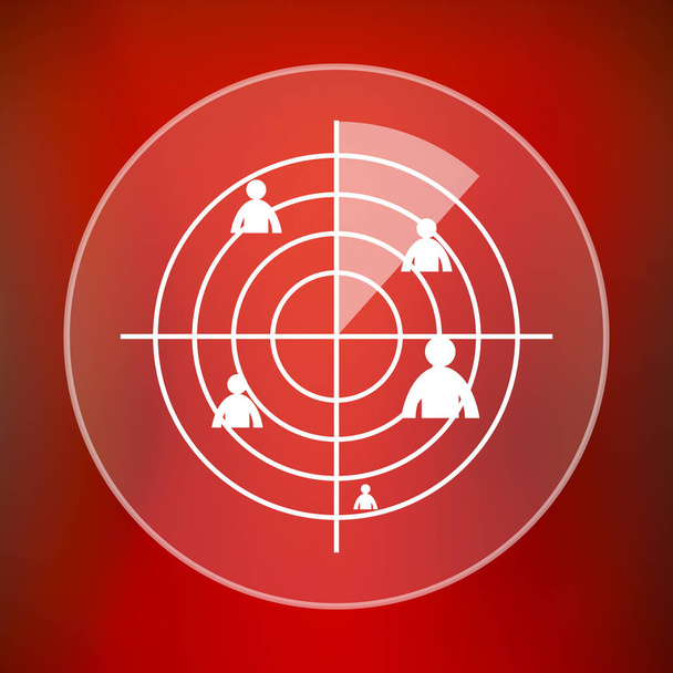 Radar icon. Internet button on red background - Photo, Image