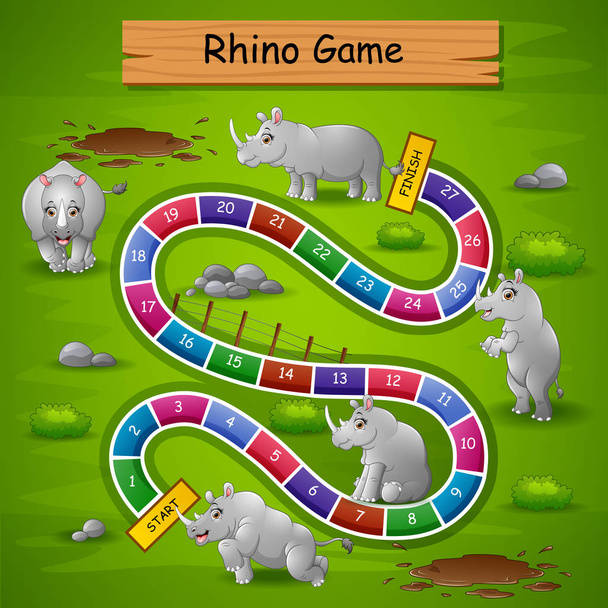 Vektorové ilustrace hadi žebříky hra nosorožci téma - Vektor, obrázek