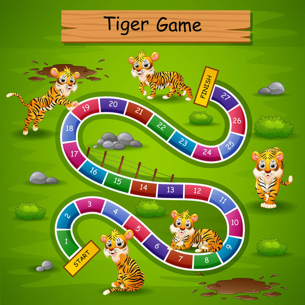 Ilustración vectorial de escaleras de serpientes juego tema tigre
 - Vector, imagen
