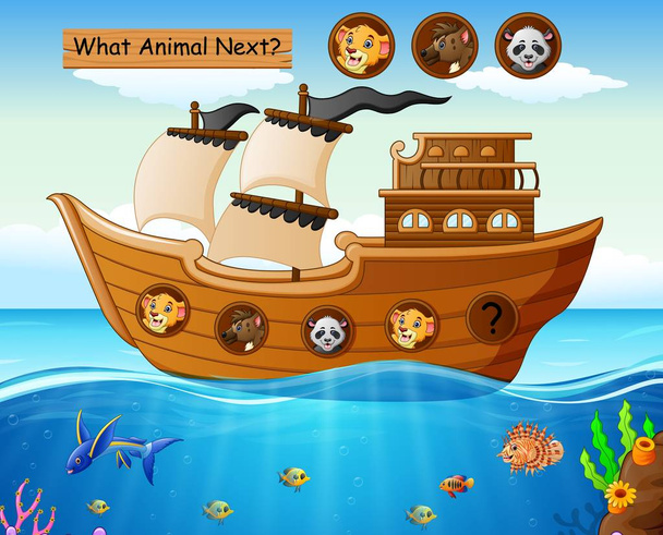 Vektor-Illustration von Holzboot-Segeln mit wilden Tieren Thema - Vektor, Bild