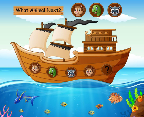 Ilustracja wektorowa z drewna łódź żeglarstwo z tematu zwierząt - Wektor, obraz