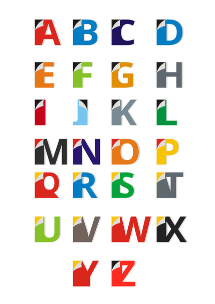 papel plegable de etiqueta adhesiva abstracta de color colorido en la ilustración del diseño gráfico del logotipo de la esquina con estilo limpio moderno para cualquier empresa profesional con alfabeto de letra de tipo inicial
 - Vector, imagen