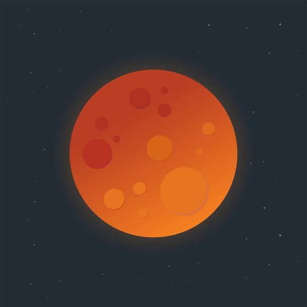 Blood Moon, Total Lunar Eclipse On Dark Sky - Vector - Vector, Image