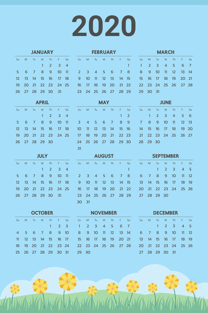 2020 ημερολόγιο με θέμα την άνοιξη - διάνυσμα - Διάνυσμα, εικόνα
