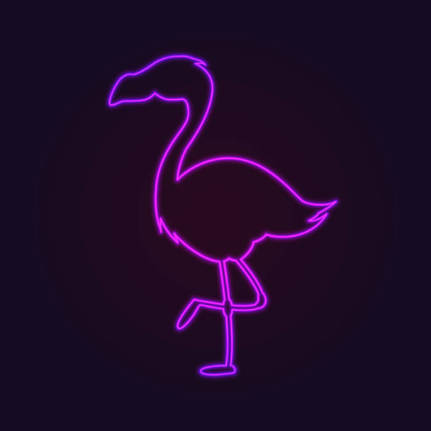 Ilustración de signo de luz vectorial de flamenco de neón rosa. Elemento resplandeciente de decoración de aves tropicales fluorescentes
. - Vector, Imagen