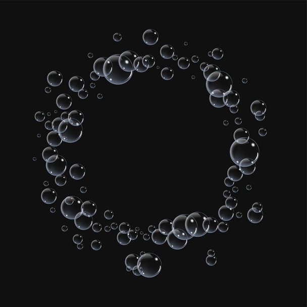 Bolhas sob a ilustração do vetor de água no fundo preto
 - Vetor, Imagem