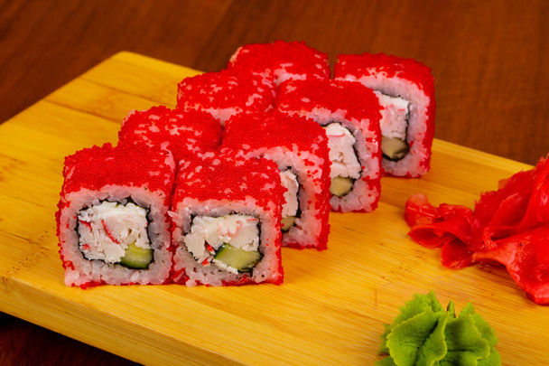 Roll with crab meat and tobico - Photo, Image