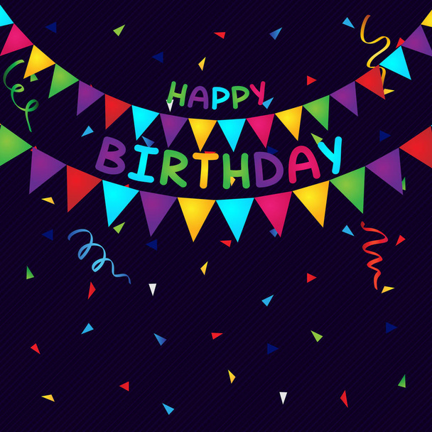С днем рождения типографский векторный дизайн для поздравительных открыток и плакатов с воздушным шаром, конфетти, дизайн шаблон для празднования дня рождения. векторная иллюстрация
 - Вектор,изображение