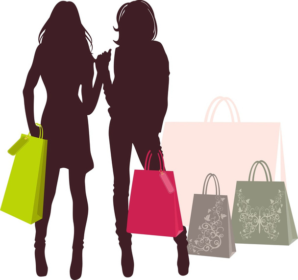 shopping girls - Vector, Image