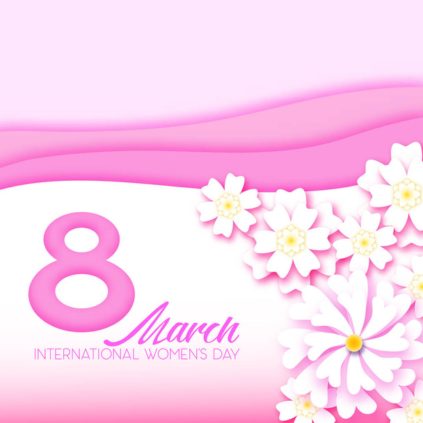 Abstract Pink  Floral Greeting card - International  Womens Day - Vetor, Imagem