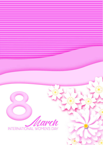 Abstract Pink  Floral Greeting card - International  Womens Day - Διάνυσμα, εικόνα