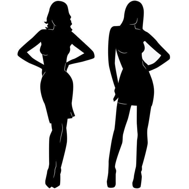 silhouette donna sexy in abiti corti
 - Vettoriali, immagini