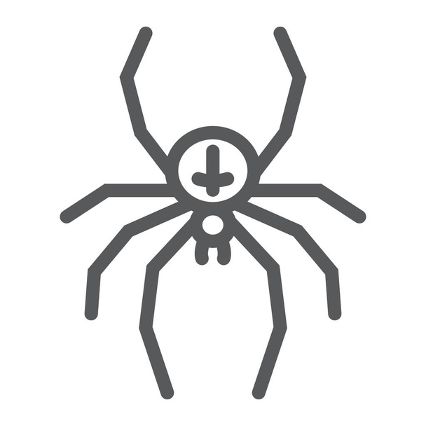 Örümcek satırı simgesi, hayvan ve Araknid, Cadılar Bayramı işareti, vektör grafikleri, Doğrusal model beyaz bir arka planda eps 10. - Vektör, Görsel