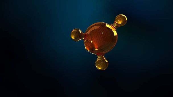 3D rendering illusztrációja üveg molekula modell. Molekula-olaj. Koncepció, szerkezeti modell motor olaj vagy gáz - Fotó, kép
