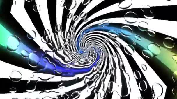 Tunnelwirbel abstrakte psychedelische Illusion schwarz-weiße Linien und Wasser Hintergrund. ultra hd, 4k 3840x2160 - Filmmaterial, Video