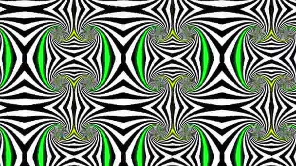 Absztrakt pszichedelikus illúzió Kaleidoszkóp fekete-fehér vonalak háttér. Ultra Hd, 4k 3840 x 2160, hurok - Felvétel, videó