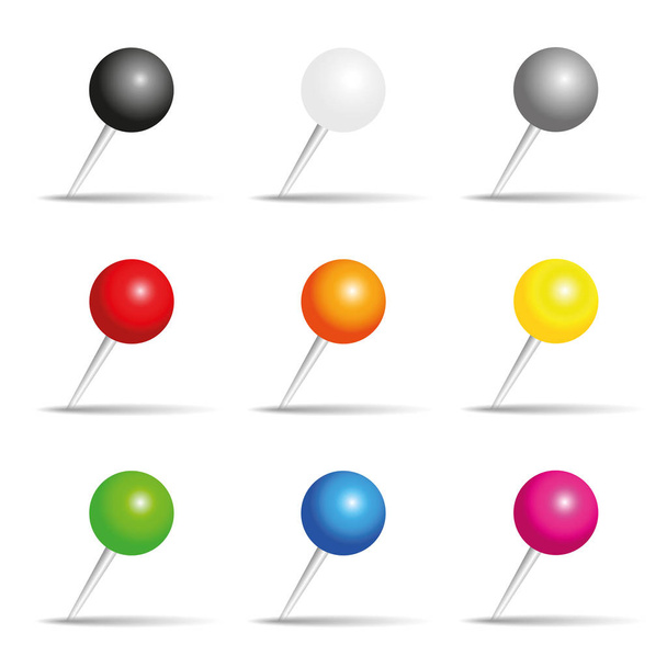 conjunto de alfileres de colores para oficina
 - Vector, Imagen