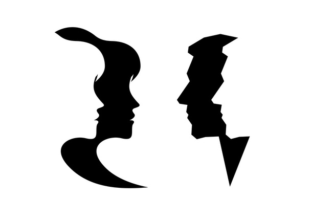 streszczenie profil kobiety i mężczyzny - Wektor, obraz