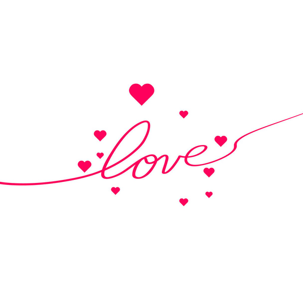 Love with hearts in continuous drawing lines in a flat style in continuous drawing lines. Continuous black line. The work of flat design. Symbol of love and tenderness - Vetor, Imagem