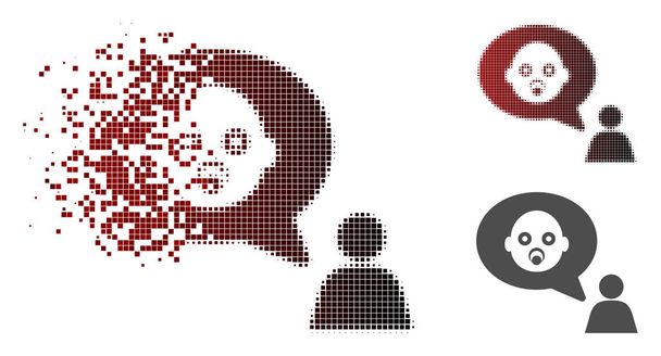 Nefunkční Pixel polotónů Baby myšlení člověka ikona - Vektor, obrázek