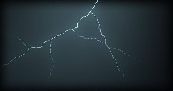 Lightning strikes on a black background with realistic reflections - Фото, изображение