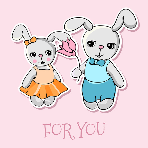 Cute bunnies vector,  vector illustration  - Vector, Image