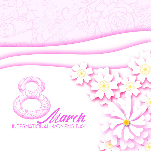 Abstract Pink  Floral Greeting card - International  Womens Day - Vektör, Görsel