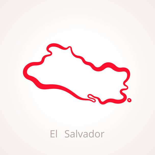 Mapa de El Salvador marcado con línea roja
. - Vector, imagen