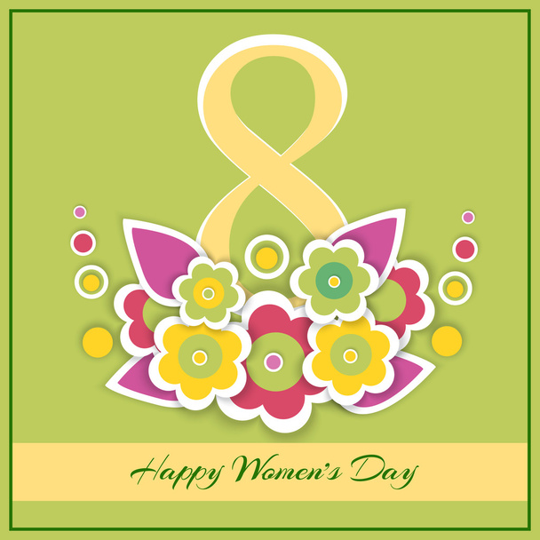 γυναικών ημέρα διάνυσμα ευχετήρια κάρτα με λουλούδια - Διάνυσμα, εικόνα