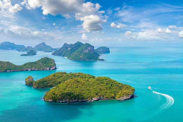 Panoramic aerial view of Mu Ko Ang Thong National Park, Thailand in a summer day - 写真・画像