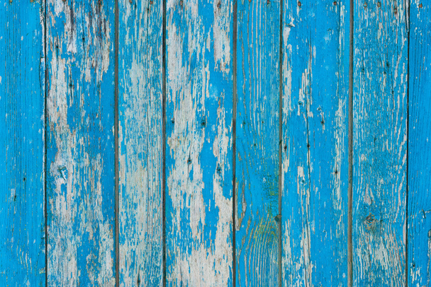 old scratched weathered blue wooden planks background  - Photo, Image