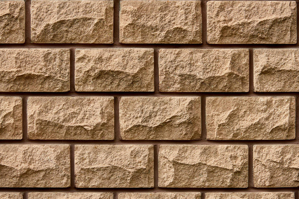 kahverengi tuğla duvar dokulu arka plan görünümünü tam kare - Fotoğraf, Görsel