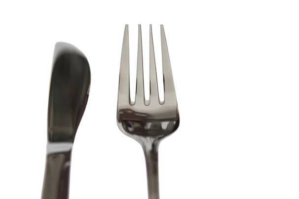 vork en mes geïsoleerd op wit met uitknippad - Foto, afbeelding