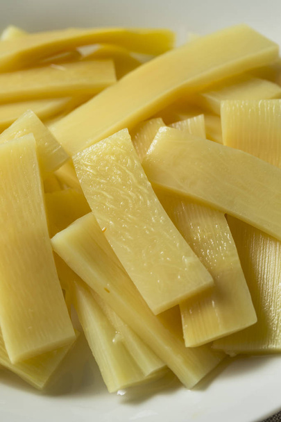Raw Canned Bamboo Shoots on a Plate - Foto, Imagem