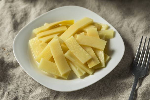 Raw Canned Bamboo Shoots on a Plate - Foto, afbeelding