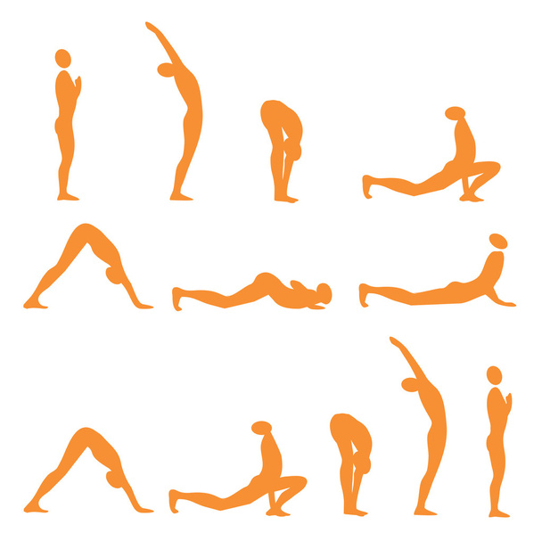 Yoga sun salutation - Vector, Image