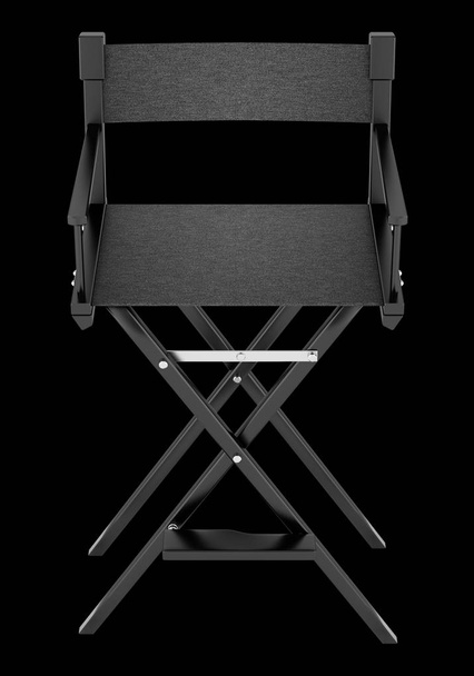 black director`s chair isolated on black background. 3d illustration - Photo, Image