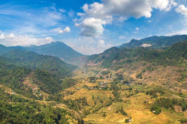 Panoramic view of Terraced rice field in Sapa, Lao Cai, Vietnam in a summer day - Zdjęcie, obraz