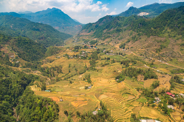 Panoramic view of Terraced rice field in Sapa, Lao Cai, Vietnam in a summer day - Fotó, kép