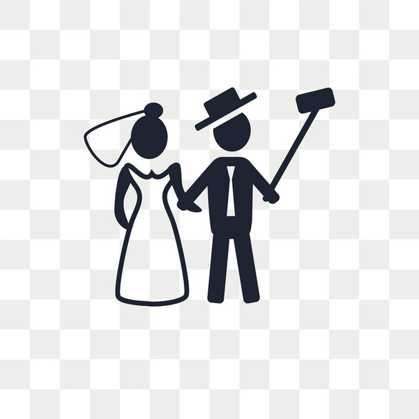 新婚ベクトルのアイコンが透明な背景、新婚夫婦のロゴのコンセプトに分離 - ベクター画像