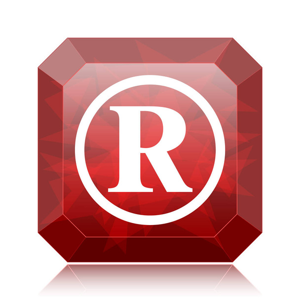 Registered mark icon, red website button on white background - Photo, Image