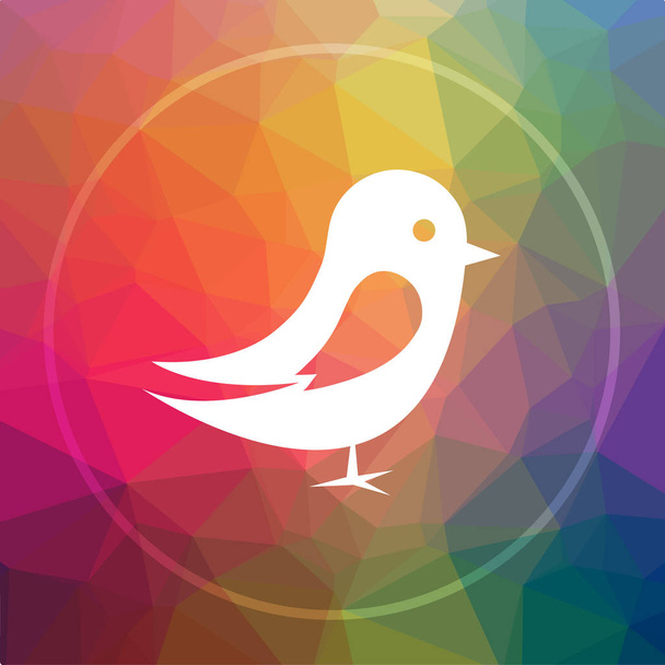 Bird icon. Bird website button on low poly background - Photo, Image