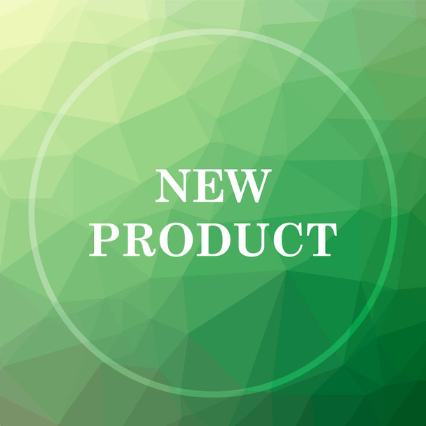 neues Produkt-Symbol. neue Produkt-Website-Taste auf grünem Low-Poly-Hintergrund - Foto, Bild