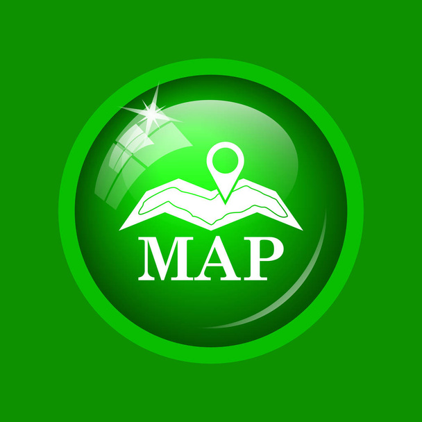 Εικονίδιο χάρτη. Κουμπί Internet σε πράσινο φόντο. - Φωτογραφία, εικόνα