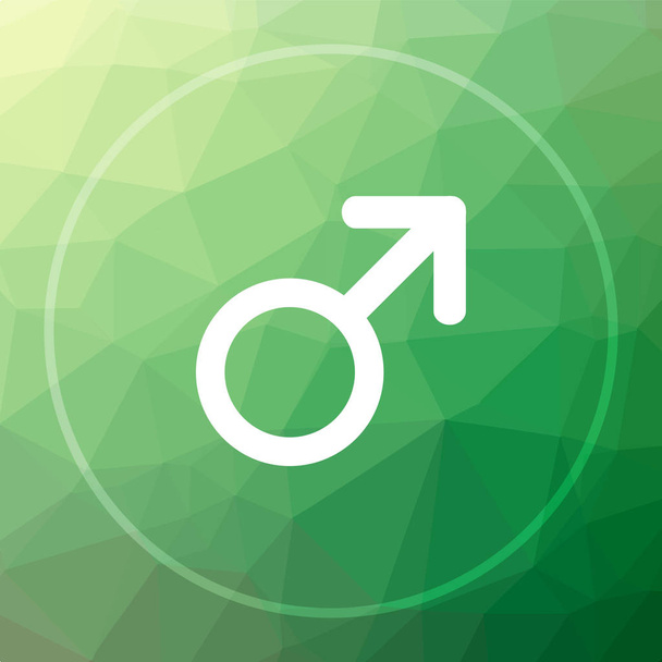 Αρσενικό σύμβολο εικονίδιο. Αρσενικό σύμβολο ιστοσελίδα κουμπί σε φόντο πράσινο χαμηλή poly - Φωτογραφία, εικόνα