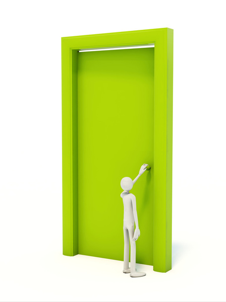 Man with green door - Φωτογραφία, εικόνα