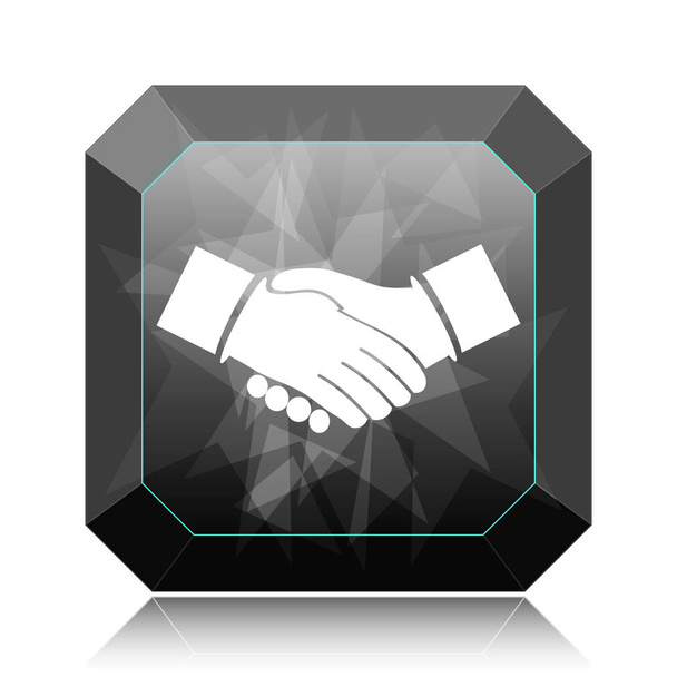 Συμφωνία κουμπί ιστοσελίδα εικονίδιο, μαύρη σε άσπρο φόντο - Φωτογραφία, εικόνα
