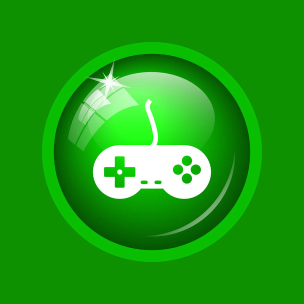 Gamepad icon. Internet button on green background. - Photo, Image
